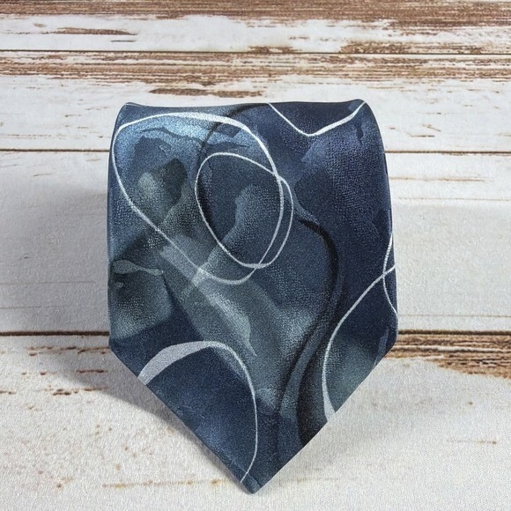 J. Garcia 100% Silk Necktie Blue Gray Abstract Art Collection Fifty Mens